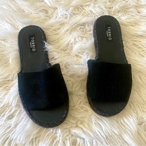 Torrid Black Single Strap Espadrilles Slide Flat Sandals Size 6.5W